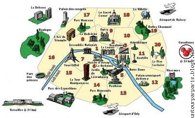 La carte touristique de Paris